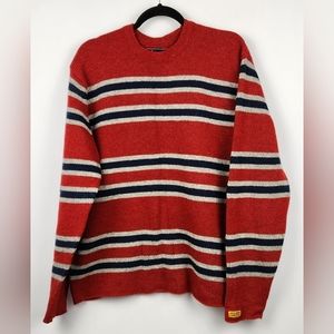 Vintage Abercrombie & Fitch Wool Sweater Red Navy White Striped Men's Si…